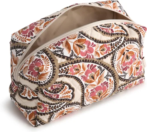 Vista 2 de Vera Bradley Bolsa de maquillaje cosmética grande de algodón premium Paisley floreciente