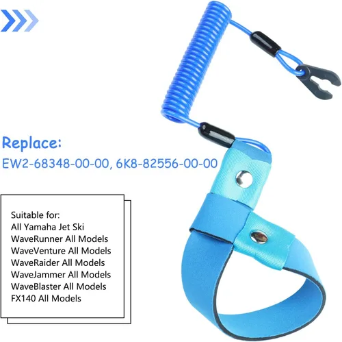 Vista 3 de Cordón de Interruptor de Parada de Emergencia para Barco Adecuado para Yamaha Jet Ski Waverunner, Ajuste Universal, Azul, Paquete de 1, Tirador