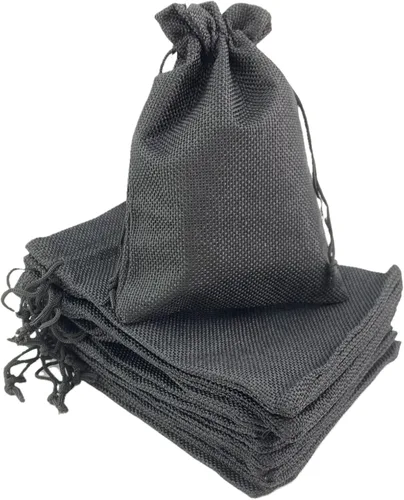 Vista 7 de Palmhomee Paquete de 20 bolsas de regalo de arpillera con cordón, bolsas de joyería de lino, bolsas de yute de boda para joyas y bolsas