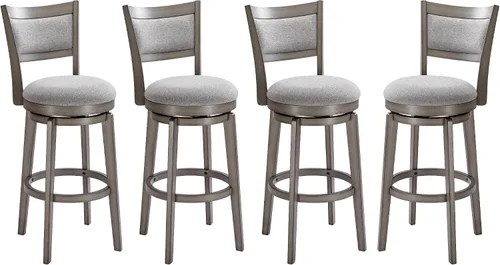 Vista 10 de PrimeZone Juego de 2 taburetes de bar giratorios de 24 pulgadas de altura de mostrador, taburete de bar de respaldo alto con patas de madera maciza