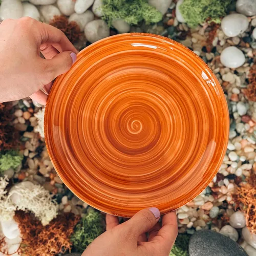 Vista 5 de MORA Platos de Ensalada de Cerámica en Espiral Set de 6, Plato de 8 Pulgadas de Porcelana en Espiral para Cocina, Cena Pequeña, Almuerzo, Aperitivo
