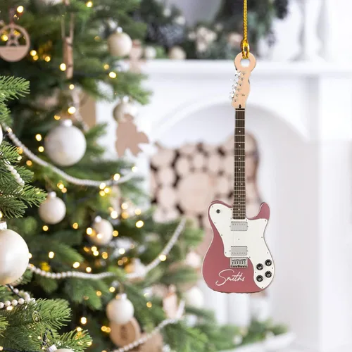 Vista 3 de MoonArt Adorno personalizado de guitarra de piano, nota musical de piano, adorno con forma de madera acrílica, regalo para amantes de la guitarra