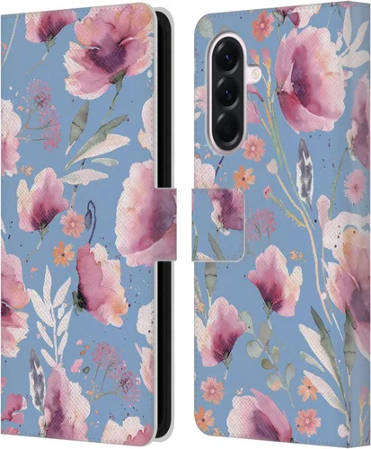Vista 226 de Head Case Designs Officially Licensed Ninola Abstract Poppies Lilac Floral Leather Wallet Case Compatible with Samsung Galaxy A07 4G