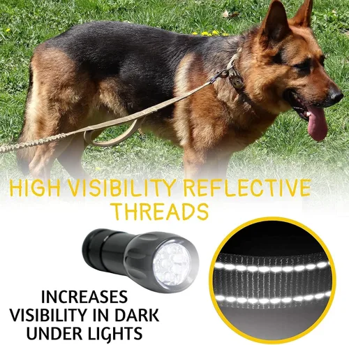 Vista 5 de ADITYNA - Correa elástica táctica para perro, 6-7.5 pies, perros medianos, grandes y XL Shock-absorbing bungee leash with 2 padded handles, metal