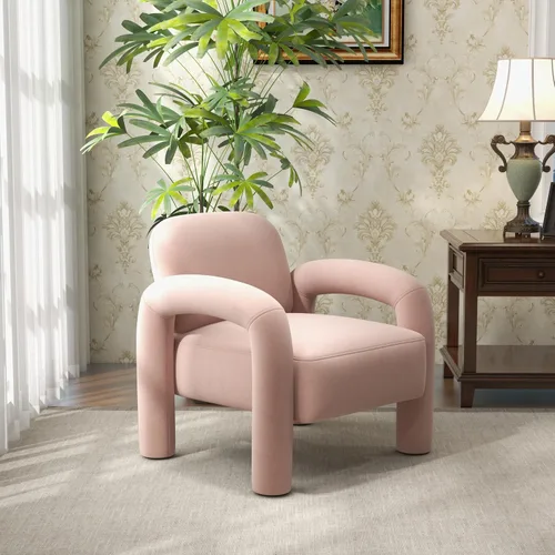 Vista 22 de Silla decorativa moderna, cómoda silla tapizada de terciopelo, acogedora silla individual de tocador, silla de barril copetudo, silla de lectura