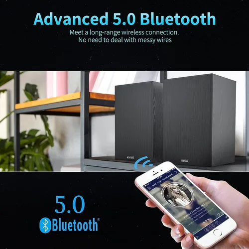 Vista 3 de BESTISAN Altavoces de estantería alimentados de 4 pulgadas con graves profundos, altavoces de monitor de estudio Bluetooth 5.0, altavoces de audio