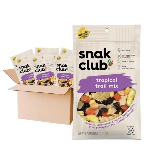 Vista 4 de Snak Club Tropical Trail Mix, bolsas de 3.25 onzas (paquete de 12)