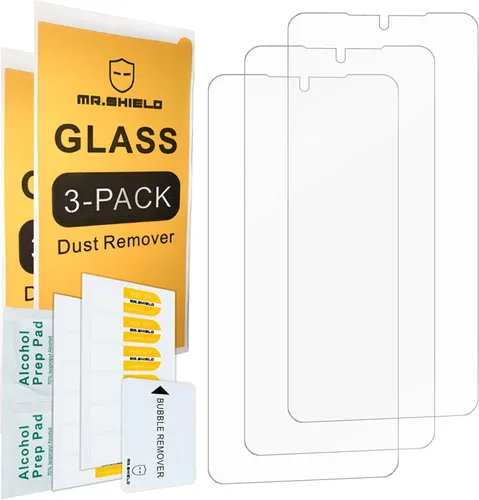 Vista 2 de Mr.Shield - Protector de pantalla para Samsung Galaxy S24 Plus/S24+ S25 Plus/S25+ Paquete de 3 vasos de vidrio templado Japón con dureza 9H