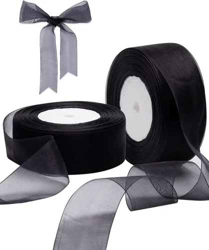 Vista 9 de Cinta de organza roja para envolver regalos, cinta transparente brillante de 2 pulgadas para ramos, bodas, festivales, 50 yardas cada rollo