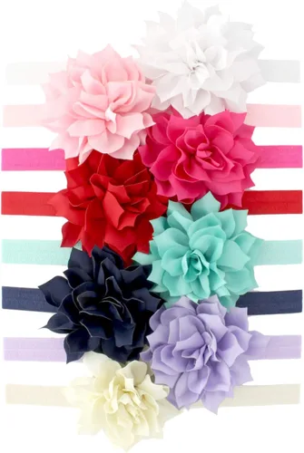 Vista 19 de Diademas de flores de pétalos para bebés y niñas, par elástico para niños pequeños
