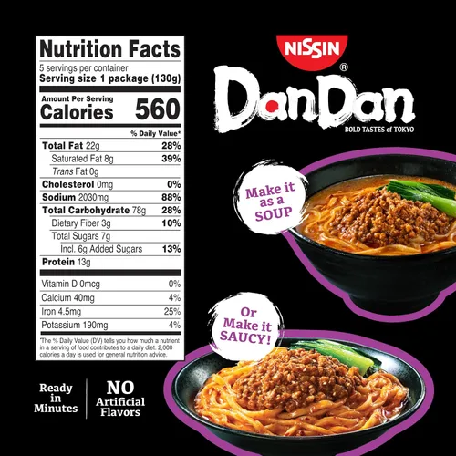 Vista 2 de Nissin Bold Tastes of Tokyo Dan Dan - Fideos de ramen de sésamo picante, 20