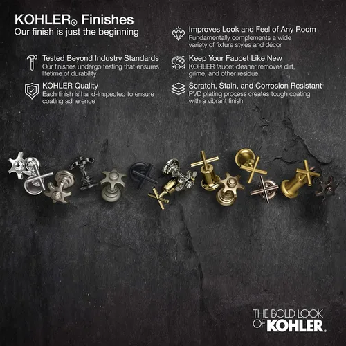 Vista 8 de Kohler K-45800-4-CP Alteo Grifo de lavabo de baño de un solo mango o centro con montaje de drenaje de metal en cromo pulido