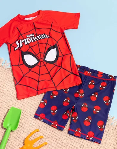Vista 3 de Marvel Traje de baño de Spider-Man para niños de dos piezas con parte superior de traje de baño