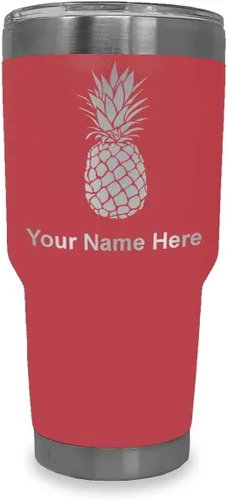 Vista 23 de LaserGram Vaso aislado al vacío de 20 onzas, piña, grabado personalizado incluido (negro)