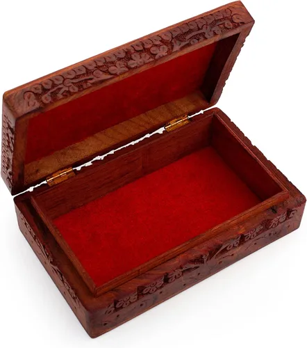 Vista 6 de Gran regalo de cumpleaños, caja de joyería decorativa de madera hecha a mano, organizador de joyas tallado en árbol de la vida, caja de recuerdos