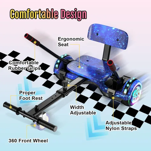 Vista 3 de Scooter Seat Attachment, Scooter with Go Kart for Kids Boys Girls Adults, LED Lights, Bluetooth(Include Go-Kart)
