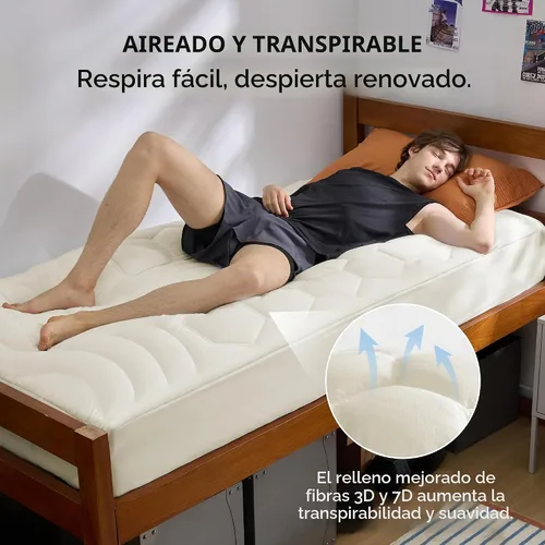 Vista 3 de Bedsure Protector de colchón beige individual XL – Cubrecolchón suave para dormitorio universitario, protector de cama individual extra largo