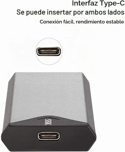 Vista 3 de SSK USB 3.2 Gen1 de aluminio a M.2 SATA NGFF SSD adaptador lector