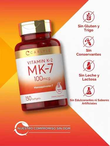 Vista 5 de Carlyle Vitamina K2 MK7 100 mcg 150 cápsulas blandas Bioactive Trans-Form MK7