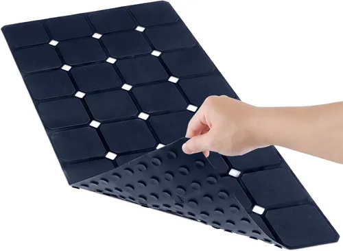 Vista 8 de Tapete de bañera antideslizante de silicona plegable de 15 x 28 pulgadas con ventosas fuertes y grandes agujeros de drenaje, duradero y ecológico