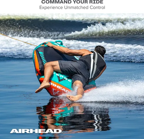 Vista 4 de Airhead Slice Towable 2-4 Rider Models, Tube for Boating and Water Sports, Heavy Duty Full Nylon Cover with Zipper, EVA Foam Pads, and Patented