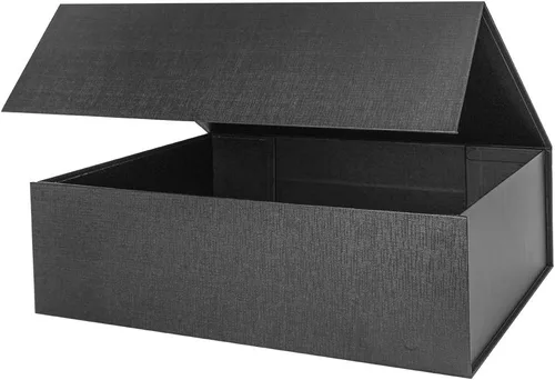 Vista 16 de Caja de regalo negra con tapa de 12 x 8 x 2.5 pulgadas, caja de regalo magnética para envolver, caja de regalo a granel para regalo, grano de malla