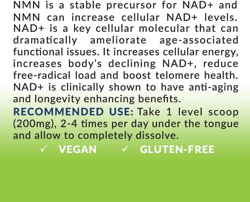 Vista 6 de Biom NMN Sublingual Powder. Número de productos incluidos: 1 pieza(s). Mononucleótida de nicotinamida nanotizada avanzada, regeneración