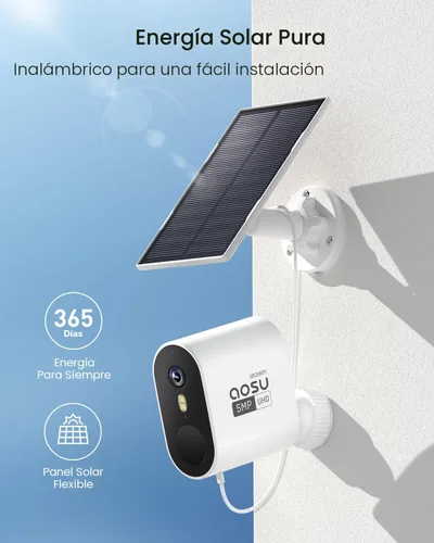 Vista 6 de aosu Cámaras de seguridad solar de 3K/5MP Sistema de vigilancia inalámbrica para el hogar al aire libre, ultra gran angular de 166°
