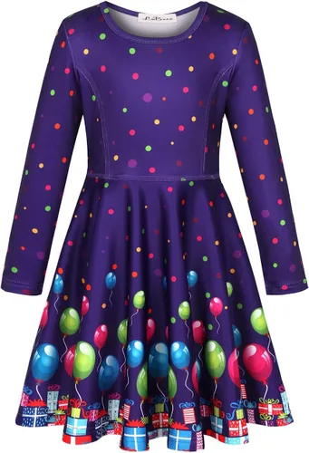 Vista 3 de LaBeca - Vestido sin mangas o de manga larga para niñas, vestidos informales con diseño de unicornio o sirena para niñas pequeñas o grandes