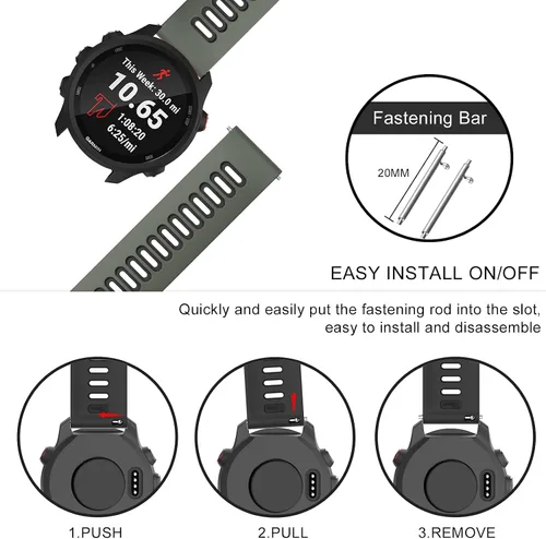 Vista 5 de OVERSTEP - Correa de reloj para Garmin Forerunner 245/645/Vivoactive 3/5/6 Correa de liberación rápida de 0.787 in para Garmin Forerunner