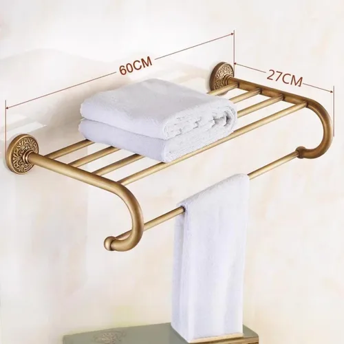 Vista 2 de High-End Retro Copper Bathroom Hardware Set – American and European Style Towel Rack Combination [Various Designs Available],Bath Towel Rack