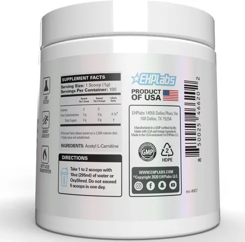 Vista 8 de EHP Labs Polvo de acetil L carnitina – Apoya la producción de energía natural, ayuda en la función saludable del cerebro, apoya la salud