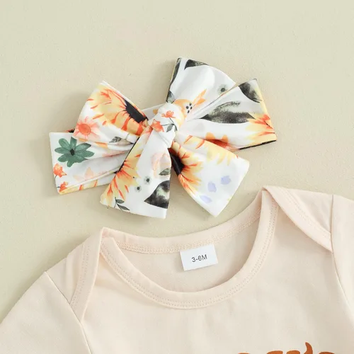 Vista 91 de Sejardin Ropa de verano para bebé y niña, recién nacida, manga corta, con letras, mameluco elástico con diadema