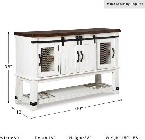 Vista 17 de Signature Design by Ashley Valebeck - Servidor de comedor de estilo granja o gabinete de aparador, blanco y marrón