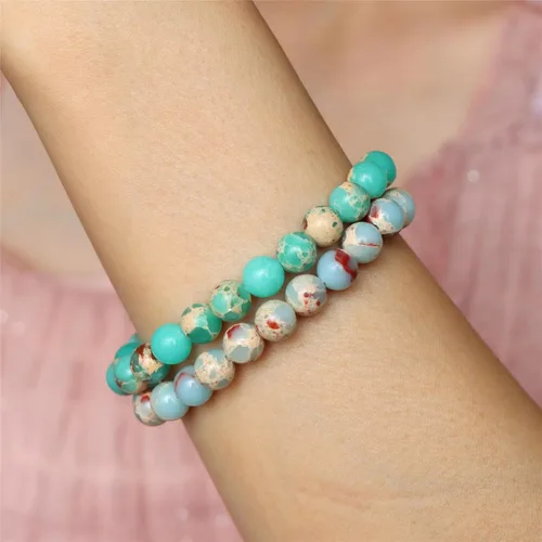 Vista 4 de Risyfjew 3 pulseras de cristal curativo para mujer de 0.315 in de piedra natural con cuentas elásticas de amatista, regalos de joyería