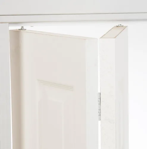 Vista 2 de National Hardware N343-715 Juego de herrajes para puerta plegable, 36 pulgadas, riel de acero incluido, ajustable, blanco