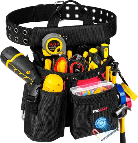 Vista 10 de Cinturones de herramientas,Bolsas de herramientas magnéticas de 18 Negro&gris