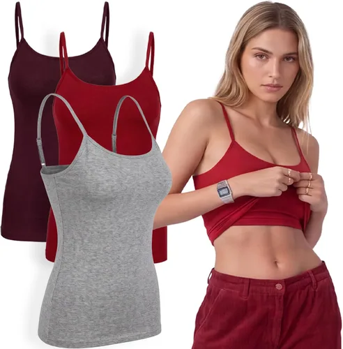 Vista 112 de Emmalise Camiseta de mujer con brasier integrado, soporte de tela sin varillas, camisola corta