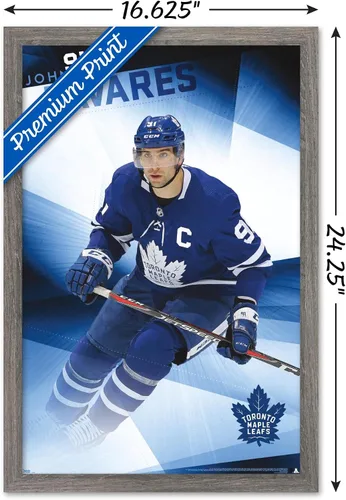 Vista 3 de Trends International NHL Toronto Maple Leafs - Póster de pared de John Tavares 19, 14.725 x 22.375 pulgadas, versión enmarcada de madera de granero