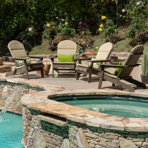 Vista 7 de Christopher Knight Home Amenda - Sillas Adirondack plegables de madera de acacia para exteriores con cojines (juego de 2), gris, gris + caqui