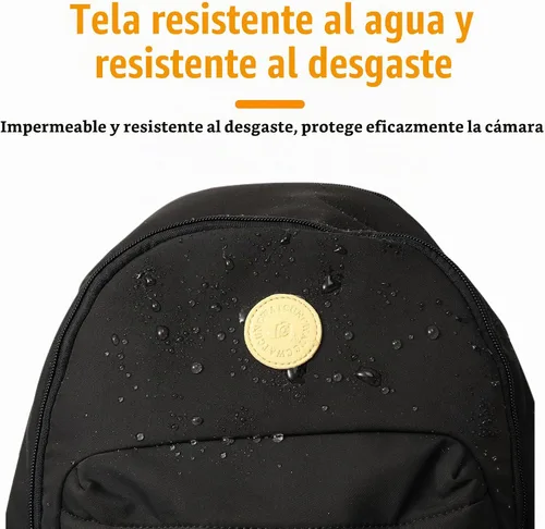 Vista 9 de Cwatcun Mochila para cámara pequeña para mujer, bolsa de cámara réflex digital de moda con correa de trípode, compartimento para laptop y divisores