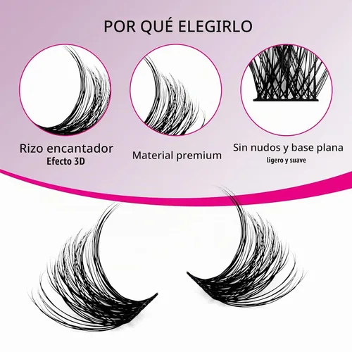 Vista 4 de Extensiones de pestañas individuales de 120 unidades, racimos de pestañas con rizado D, bandeja de longitud mixta, extensiones de pestañas
