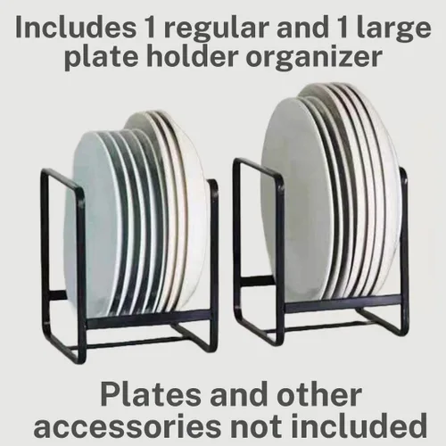 Vista 7 de Organizador de platos para gabinete, soporte para platos, estante vertical de metal para almacenamiento de platos para armario o encimera de cocina