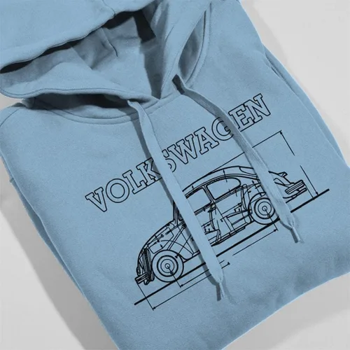 Vista 4 de Volkswagen Beetle Black Technical Schematic Women's Hooded Sweatshirt