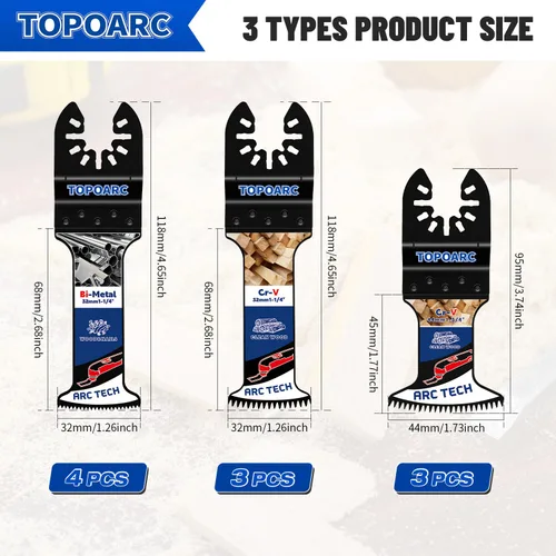 Vista 7 de 10 piezas de hojas de sierra oscilantes profesionales con dientes japoneses, hojas multiherramienta para madera, plásticos y metal, kits de hojas