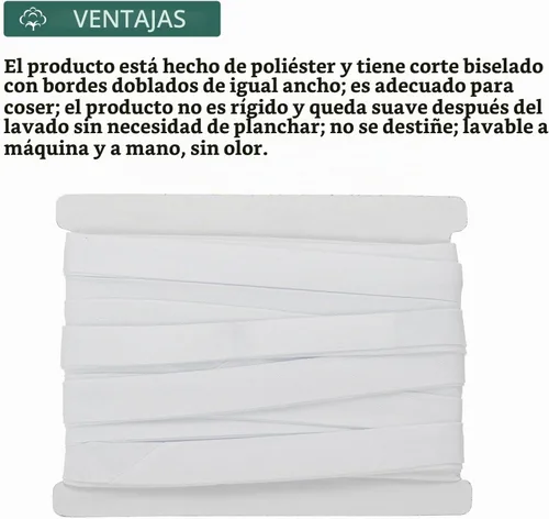 Vista 3 de MECCANIXITY Cinta de sesgo continuo de 1/2 pulgada de doble pliegue, cinta de sesgo de algodón a granel para costura, encuadernación, costura