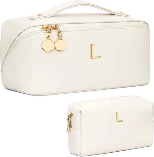 Vista 76 de Regalos de cumpleaños para mujeres y adolescentes, juego de bolsas organizadoras de maquillaje con iniciales personalizadas, bolsa de cosméticos