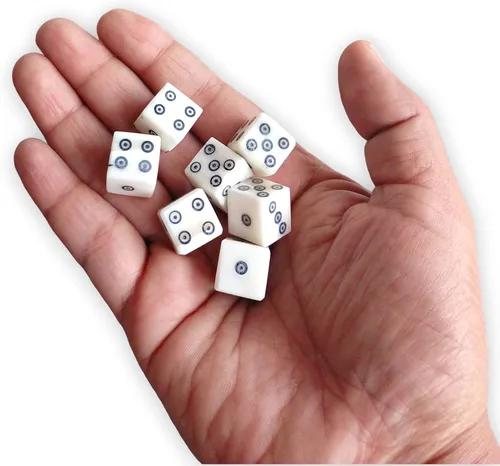 Vista 6 de D6 Juego de 6 dados vikingos/medievales para apuestas (9/16 pulgadas o 0.551-0.591 in) de grosor (hueso, 0.551 in)