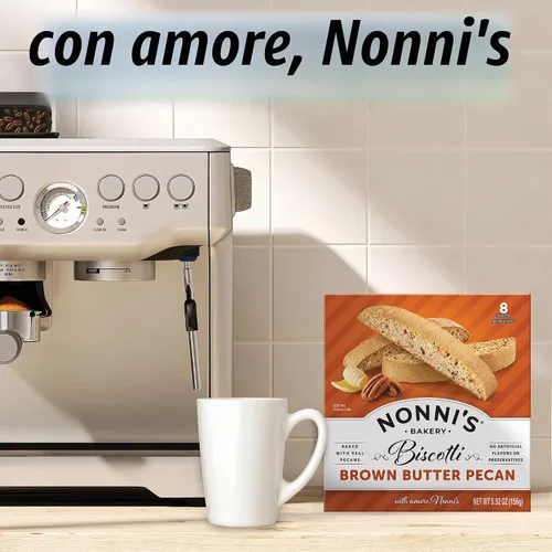 Vista 6 de Nonni's - Galletas de biscotti de mantequilla marrón y nueces, envueltas individualmente, 8