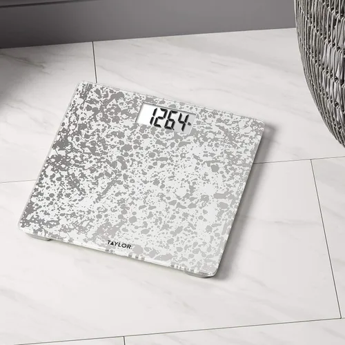Vista 3 de Taylor Báscula digital de baño con diseño de vidrio agrietado, blanco, 5273273